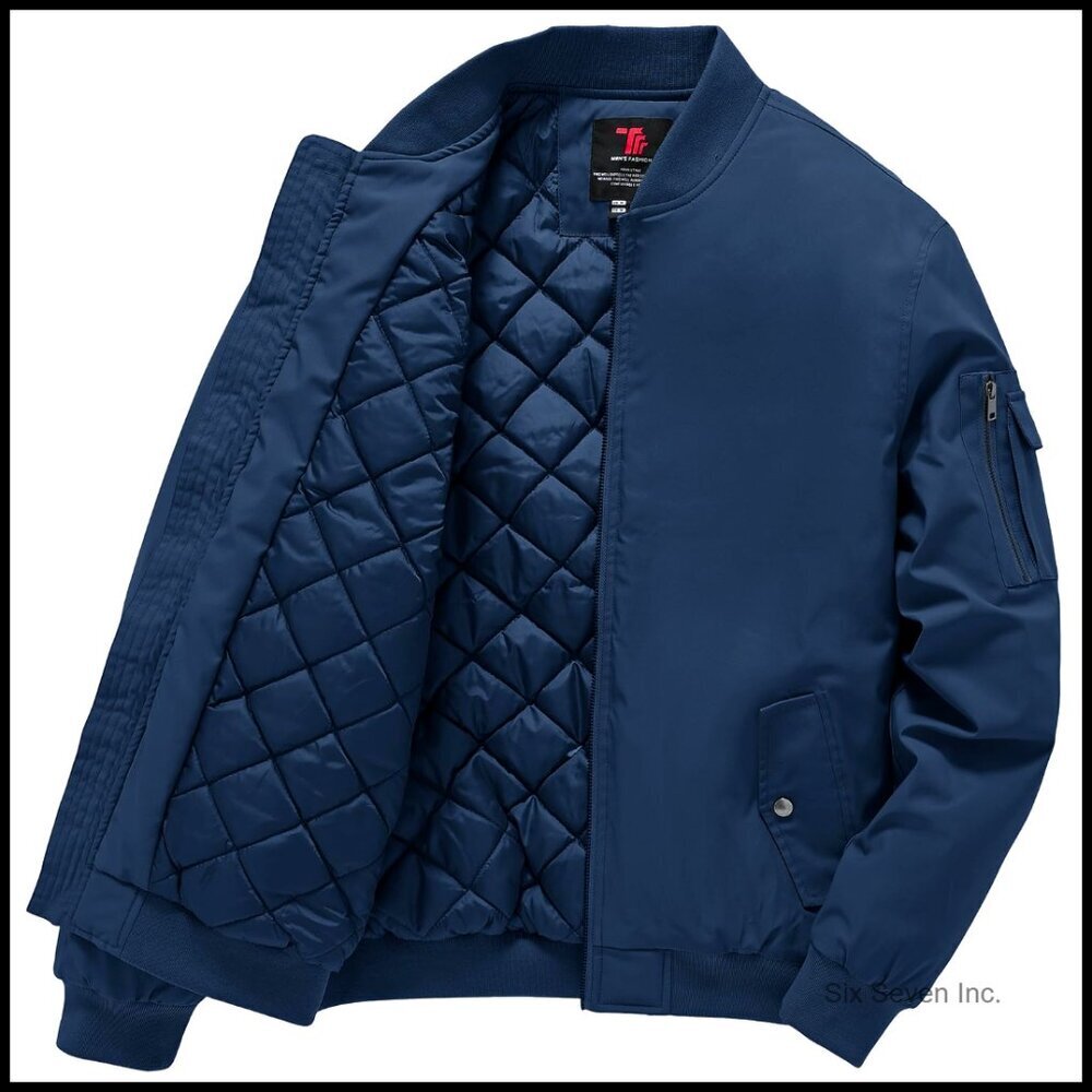 Men's Windproof Bomber Jacket Quilted Water Resistant Winter Outwear Coats
